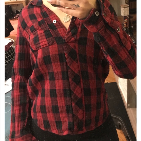 VINTAGE HAVANA PLAID FLANNEL BUTTON-UP - Picture 2 of 4
